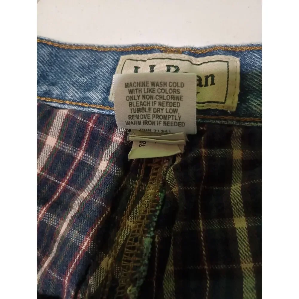 LL BEAN Men's Size 34/30 100% Cotton Relaxed Fit Flannel Lined Jeans Fall Denim